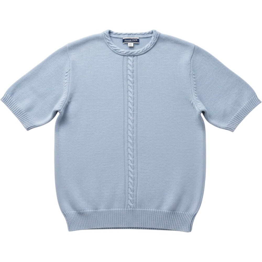 Pendleton Pale Blue‎ Women's Short Sleeve Crewneck Sweater Old Money Preppy